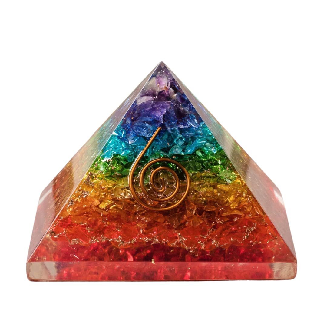Seven Chakra Healing Pyramid with crystal chips