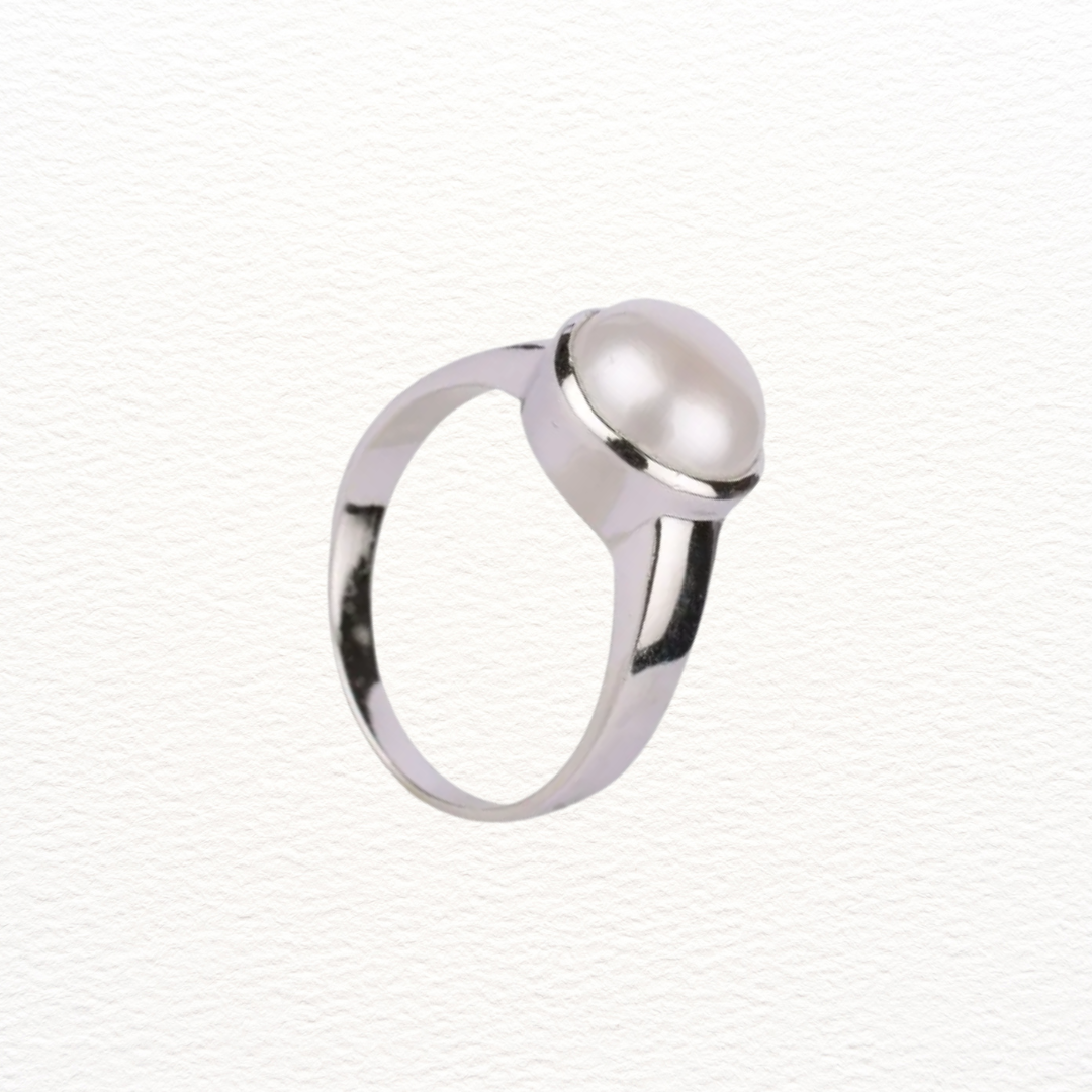Natural 11.3mm Tahitian Pearl and Diamond Wrap Ring in 18k white gold  (GR-6018)