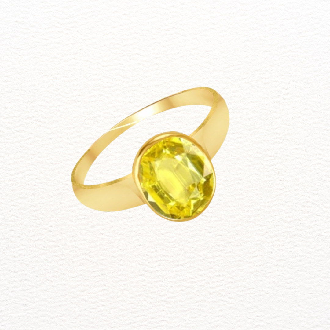 Pukhraj Stone Ring , Yellow Pukhraj Stone Ring , 925 Sterling Silver Yellow Pukhraj  Gemstone Ring